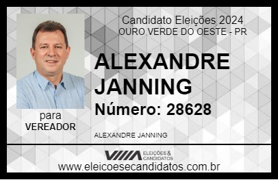 Candidato ALEXANDRE JANNING 2024 - OURO VERDE DO OESTE - Eleições