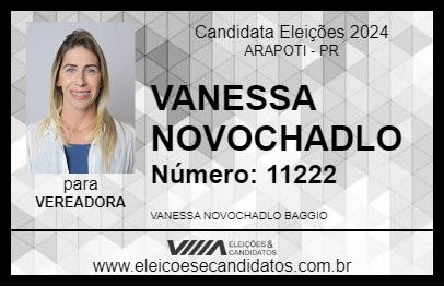 Candidato VANESSA NOVOCHADLO 2024 - ARAPOTI - Eleições