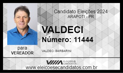 Candidato VALDECI 2024 - ARAPOTI - Eleições