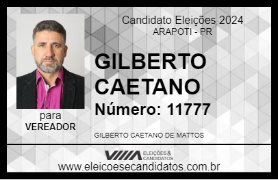 Candidato GILBERTO CAETANO 2024 - ARAPOTI - Eleições