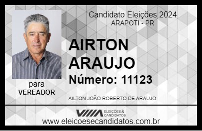 Candidato AIRTON ARAUJO 2024 - ARAPOTI - Eleições