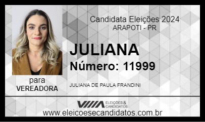 Candidato JULIANA 2024 - ARAPOTI - Eleições