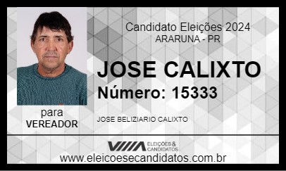 Candidato JOSE CALIXTO 2024 - ARARUNA - Eleições