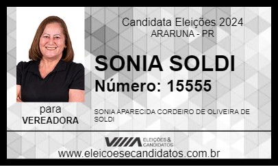 Candidato SONIA SOLDI 2024 - ARARUNA - Eleições