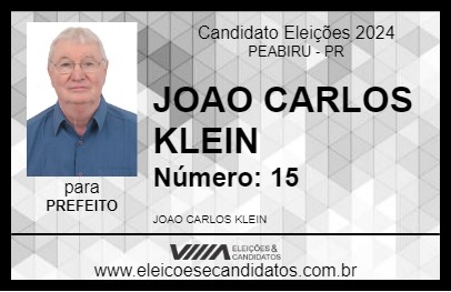 Candidato JOAO CARLOS KLEIN 2024 - PEABIRU - Eleições