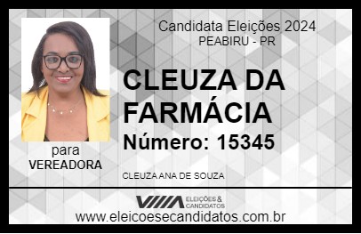 Candidato CLEUZA DA FARMÁCIA 2024 - PEABIRU - Eleições