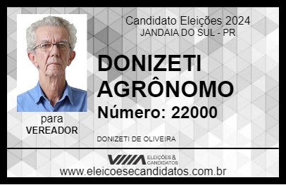 Candidato DONIZETI AGRÔNOMO 2024 - JANDAIA DO SUL - Eleições