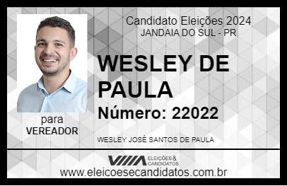 Candidato WESLEY DE PAULA 2024 - JANDAIA DO SUL - Eleições