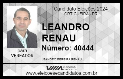 Candidato LEANDRO RENAU 2024 - ORTIGUEIRA - Eleições