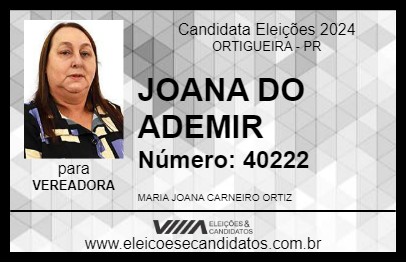 Candidato JOANA DO ADEMIR 2024 - ORTIGUEIRA - Eleições