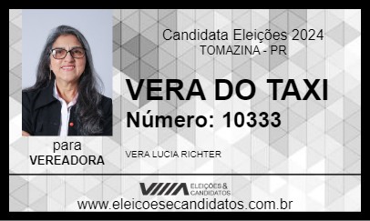 Candidato VERA DO TAXI 2024 - TOMAZINA - Eleições