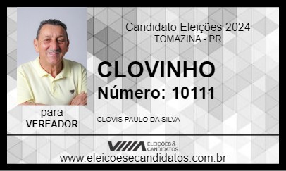 Candidato CLOVINHO 2024 - TOMAZINA - Eleições