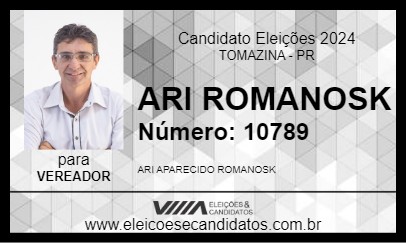 Candidato ARI ROMANOSK 2024 - TOMAZINA - Eleições