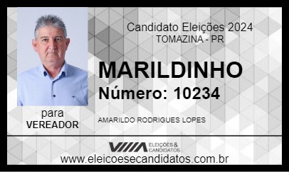 Candidato MARILDINHO 2024 - TOMAZINA - Eleições