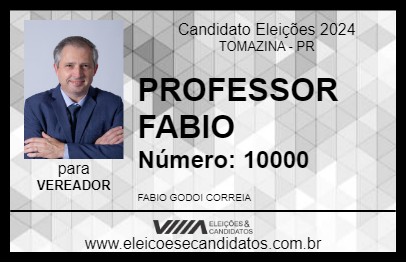 Candidato PROFESSOR FABIO 2024 - TOMAZINA - Eleições