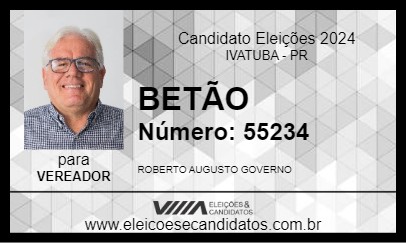 Candidato BETÃO 2024 - IVATUBA - Eleições