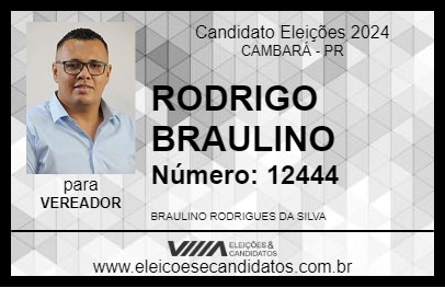 Candidato RODRIGO BRAULINO 2024 - CAMBARÁ - Eleições