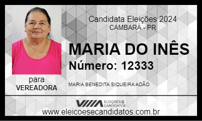 Candidato MARIA DO INÊS 2024 - CAMBARÁ - Eleições