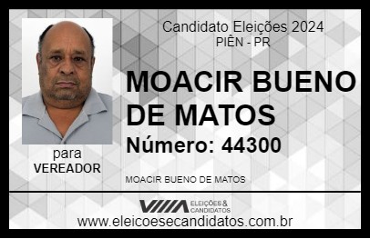 Candidato MOACIR BUENO DE MATOS 2024 - PIÊN - Eleições