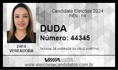 Candidato DUDA CABELEIREIRA 2024 - PIÊN - Eleições