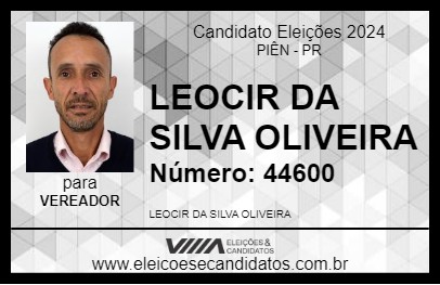 Candidato LEOCIR DA SILVA OLIVEIRA 2024 - PIÊN - Eleições