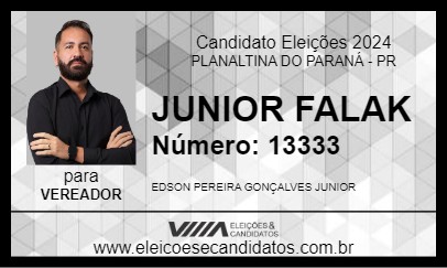 Candidato JUNIOR FALAK 2024 - PLANALTINA DO PARANÁ - Eleições