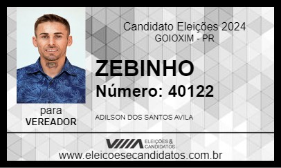 Candidato ZEBINHO 2024 - GOIOXIM - Eleições