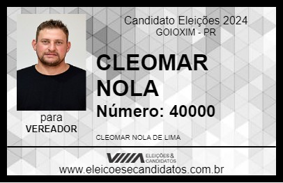 Candidato CLEOMAR NOLA 2024 - GOIOXIM - Eleições