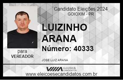 Candidato LUIZINHO ARANA 2024 - GOIOXIM - Eleições