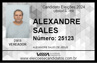 Candidato ALEXANDRE SALES 2024 - UBIRATÃ - Eleições