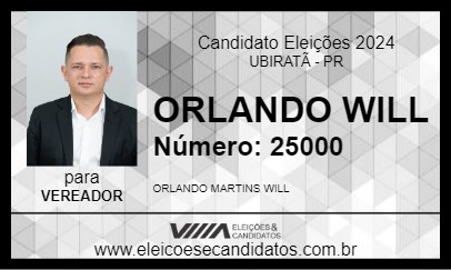 Candidato ORLANDO WILL 2024 - UBIRATÃ - Eleições