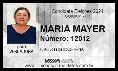 Candidato MARIA MAYER 2024 - GOIOXIM - Eleições