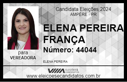 Candidato ELENA PEREIRA FRANÇA 2024 - AMPÉRE - Eleições