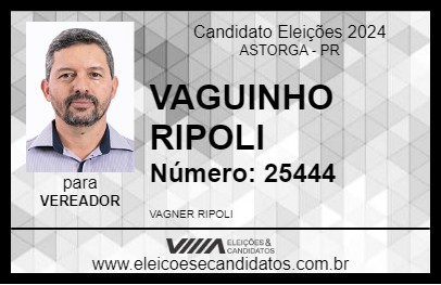 Candidato VAGUINHO RIPOLI 2024 - ASTORGA - Eleições