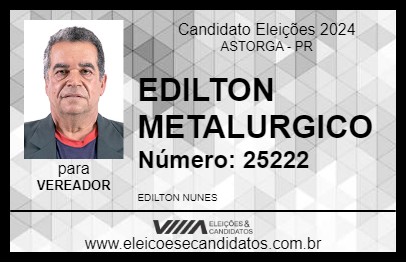 Candidato EDILTON METALURGICO 2024 - ASTORGA - Eleições