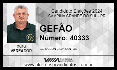 Candidato GEFÃO 2024 - CAMPINA GRANDE DO SUL - Eleições