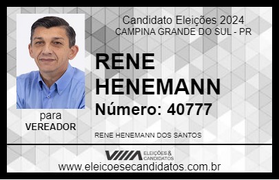 Candidato RENE HENEMANN 2024 - CAMPINA GRANDE DO SUL - Eleições