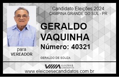 Candidato GERALDO VAQUINHA 2024 - CAMPINA GRANDE DO SUL - Eleições