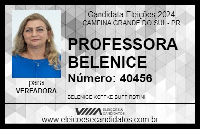 Candidato PROFESSORA BELENICE 2024 - CAMPINA GRANDE DO SUL - Eleições