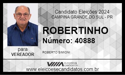 Candidato ROBERTINHO 2024 - CAMPINA GRANDE DO SUL - Eleições