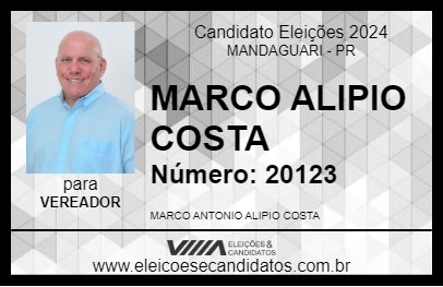 Candidato MARCO ALIPIO COSTA 2024 - MANDAGUARI - Eleições