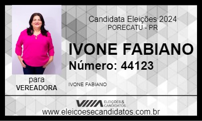 Candidato IVONE FABIANO 2024 - PORECATU - Eleições