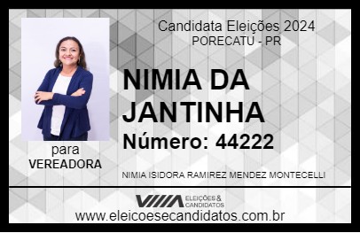 Candidato NIMIA DA JANTINHA 2024 - PORECATU - Eleições