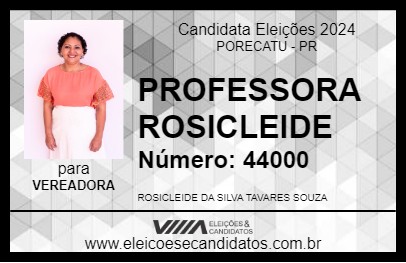 Candidato PROFESSORA ROSICLEIDE 2024 - PORECATU - Eleições