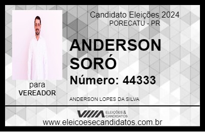 Candidato ANDERSON SORÓ 2024 - PORECATU - Eleições