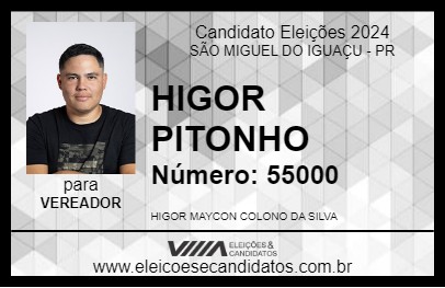 Candidato HIGOR PITONHO 2024 - SÃO MIGUEL DO IGUAÇU - Eleições