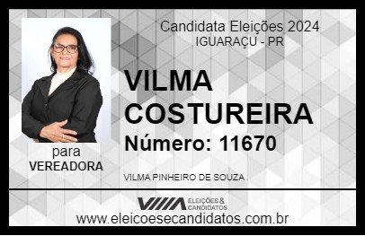 Candidato VILMA COSTUREIRA 2024 - IGUARAÇU - Eleições