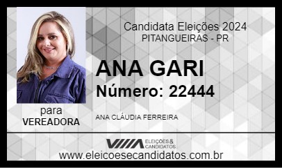 Candidato ANA GARI 2024 - PITANGUEIRAS - Eleições