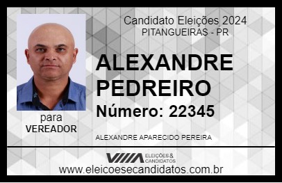 Candidato ALEXANDRE PEDREIRO 2024 - PITANGUEIRAS - Eleições