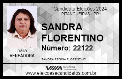 Candidato SANDRA FLORENTINO 2024 - PITANGUEIRAS - Eleições